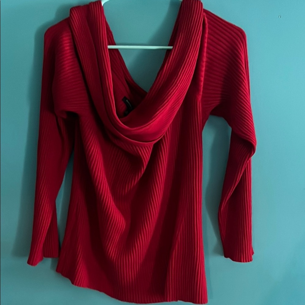 Elegant Red Cowl Neck Sweater